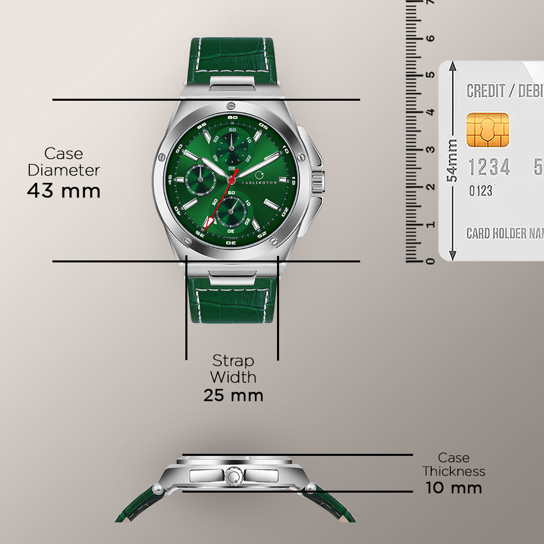 Carlington Legacy Series Analog Wrist Watches with Chronograph & Premium Leather Strap for Men - CT 9966