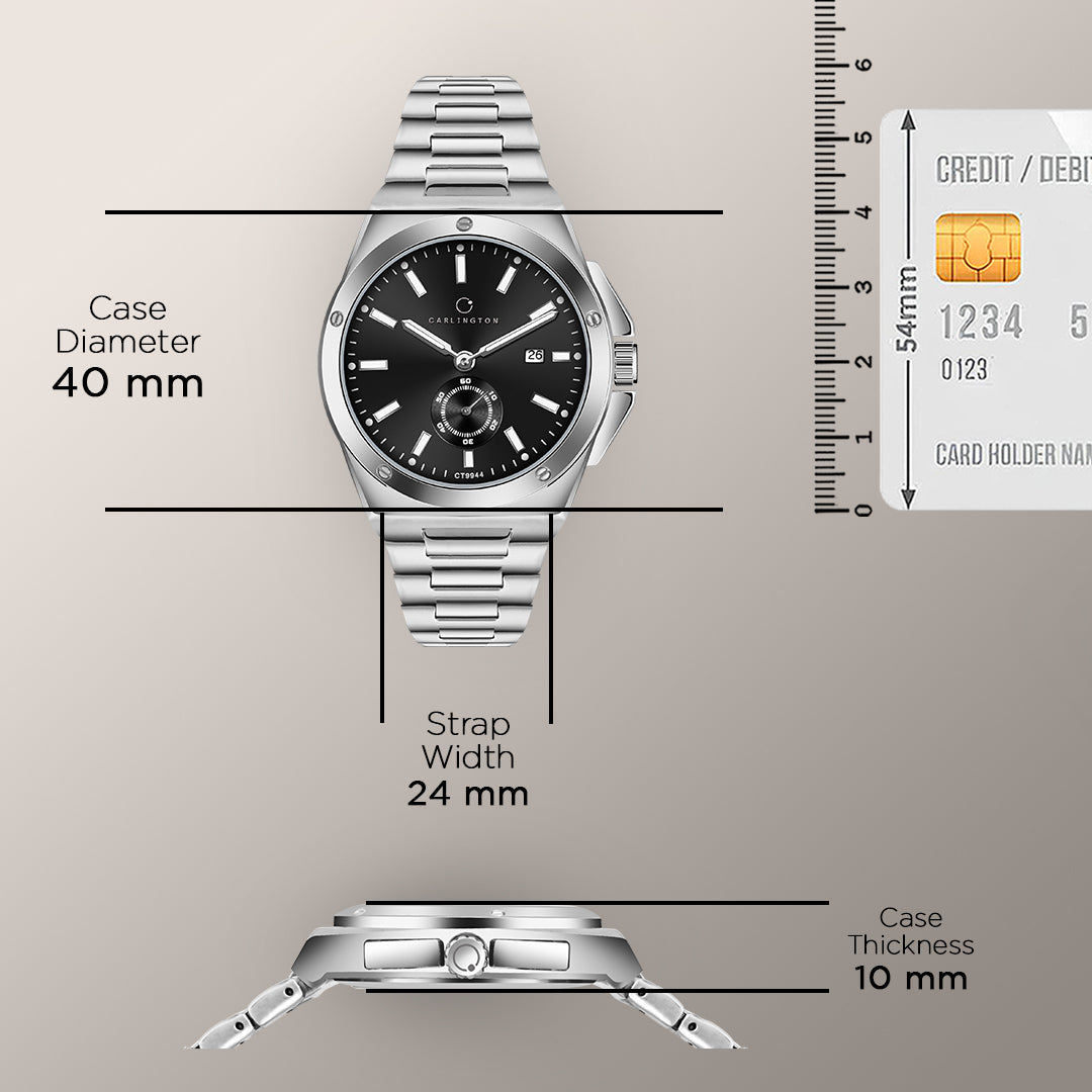 Carlington Legacy Series Analog Wrist Watches with Chronograph & Stainless Steel Strap for Men - CT 9944