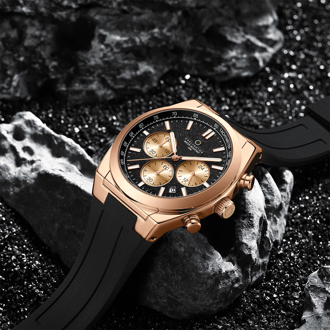 Carlington Nitro Analog Chronograph Men’s Polyurethane Strap Wrist Watch | Quartz Movement | Water & Shock Resistant Watch for Men | Casual & Formal Wear - CT_8080