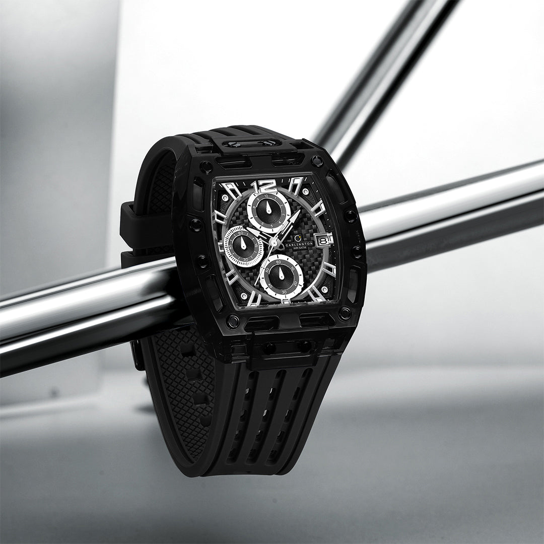 Carlington Nitro Analog Chronograph Men’s Polyurethane Strap Wrist Watch | Quartz Movement | Water & Shock Resistant Watch for Men | Casual & Formal Wear - CT_7105