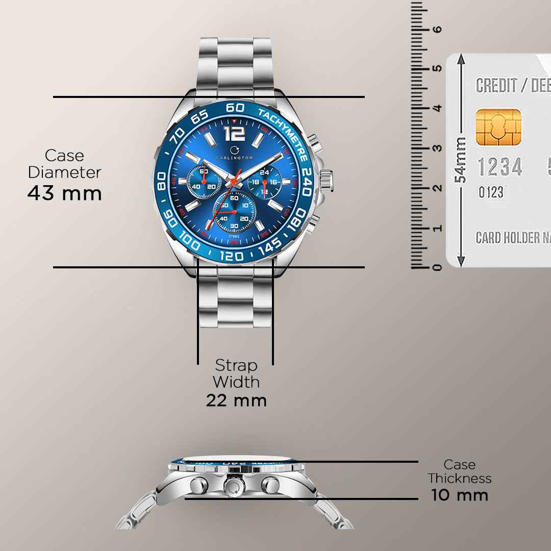Carlington Legacy Series Analog Wrist Watches with Chronograph & Stainless Steel Chain Strap for Men - CT 9922