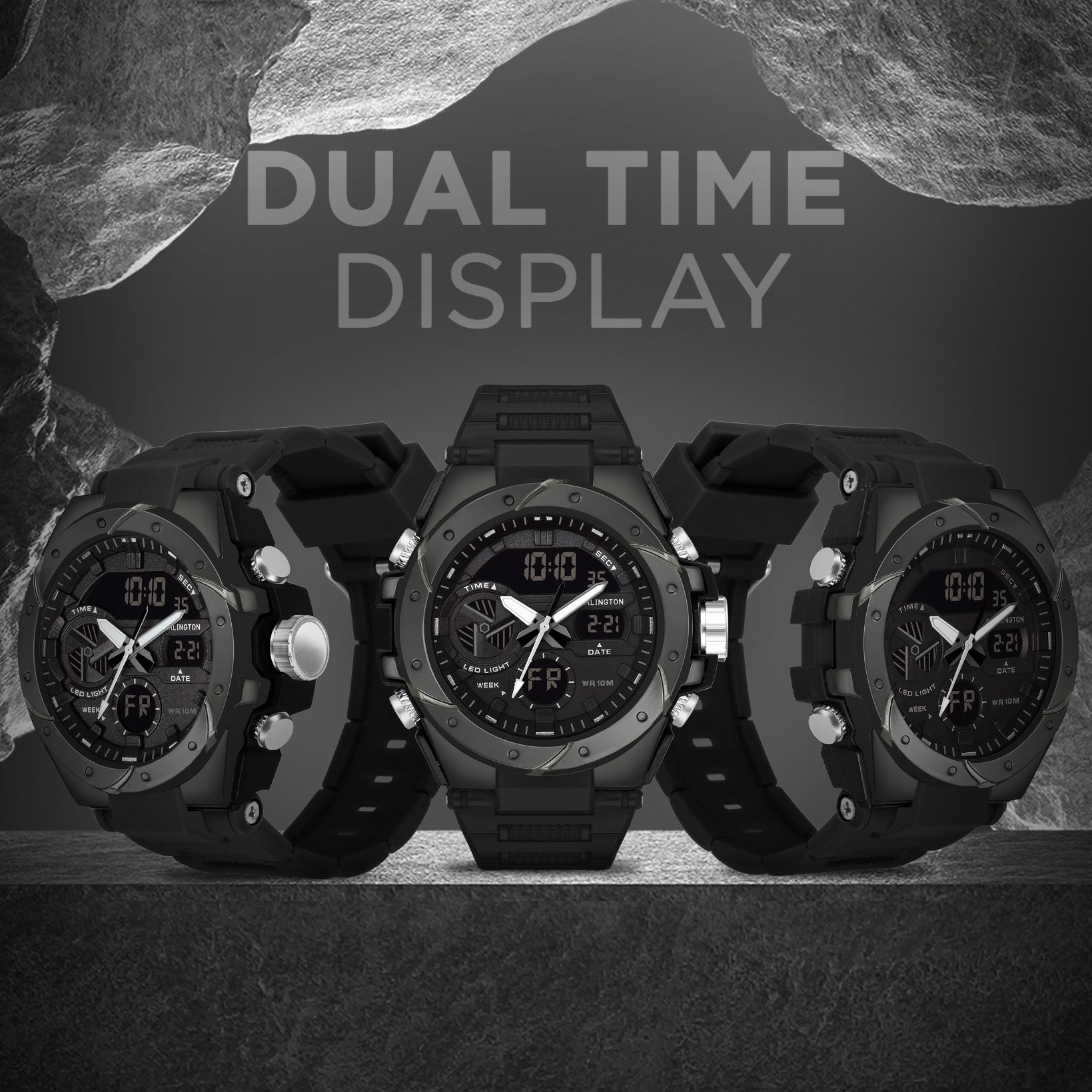 Carlington Endurance Analog-Digital Sports Watch for Men and Boys - CT 9140 Black