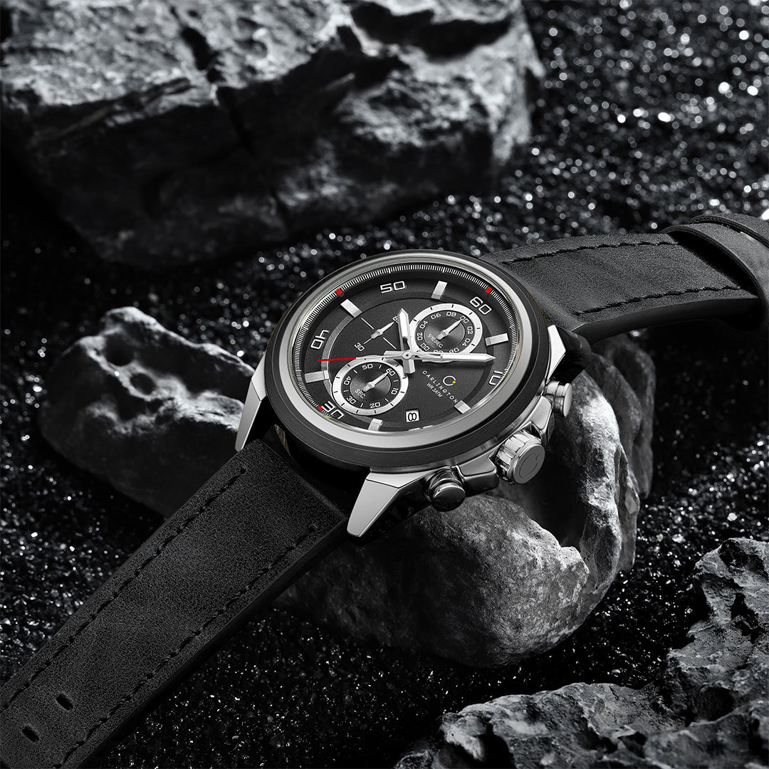 Carlington Nitro Analog Chronograph Men’s Premium Leather Strap Wrist Watch | Quartz Movement | Water & Shock Resistant Watch for Men | Casual & Formal Wear - CT_8075