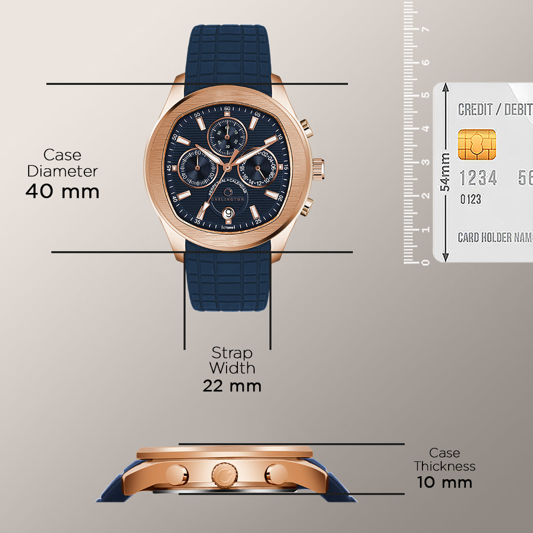 Carlington Legacy Series Analog Wrist Watches with Chronograph & Silicone Strap for Men - CT 9999