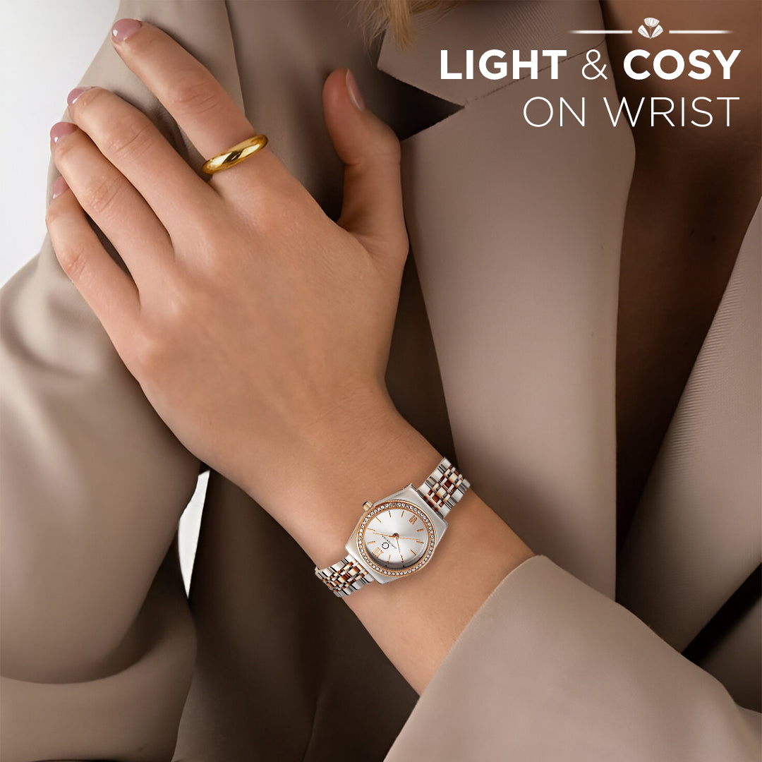 Carlington Diva Series Analog Women Wrist Watches with Stainless Steel Chain Strap | Premium Fashion Watches for Ladies | CT - 107