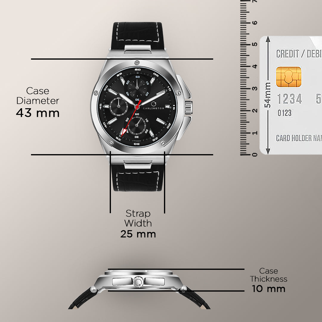 Carlington Legacy Series Analog Wrist Watches with Chronograph & Premium Leather Strap for Men - CT 9966