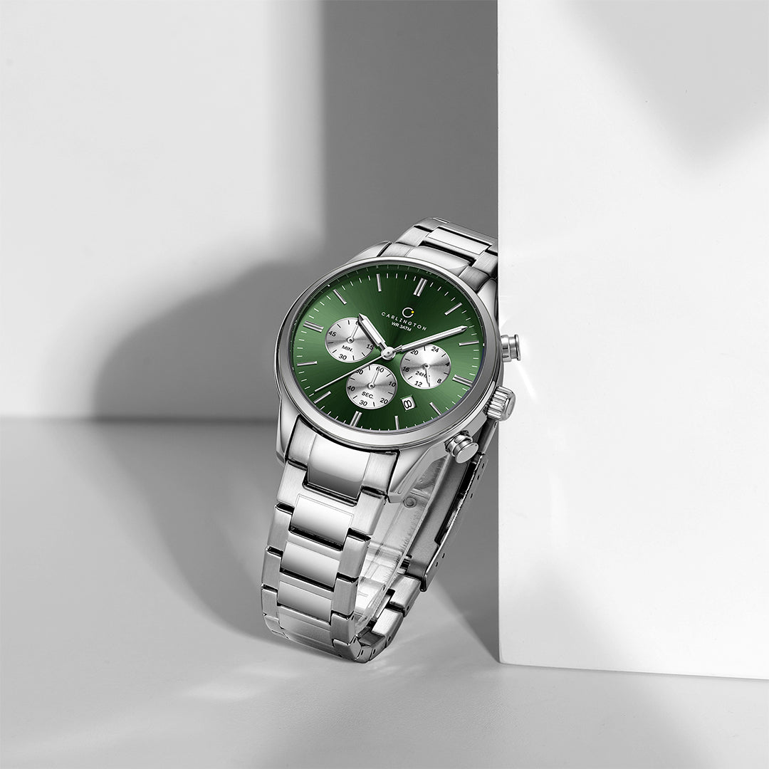 Carlington Nitro Analog Chronograph Men’s Stainless Steel Strap Wrist Watch | Quartz Movement | Water & Shock Resistant Watch for Men | Casual & Formal Wear - CT_8076