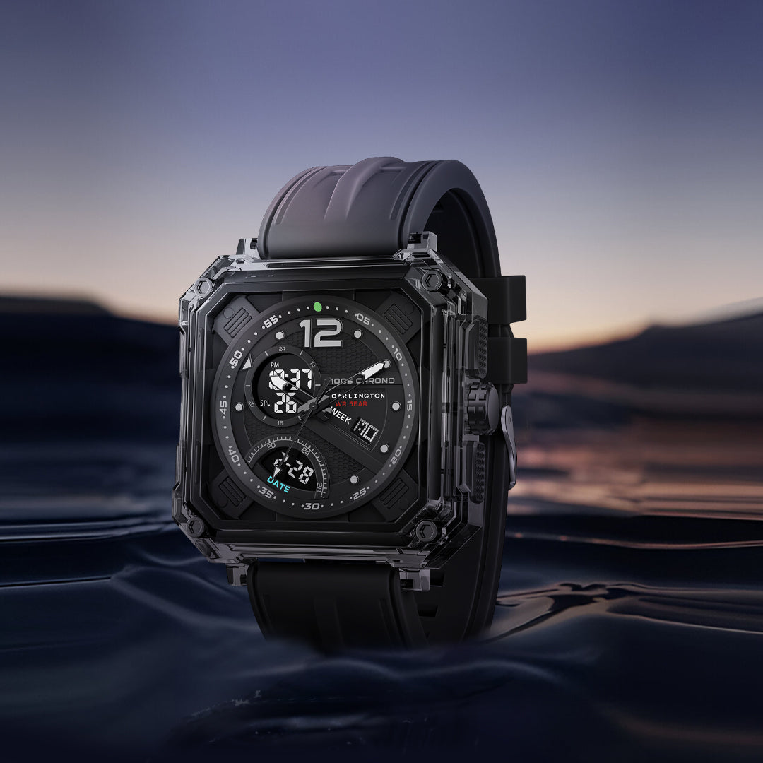 Carlington Velocity Series Analog-Digital Sports Watches for Men and Boys with Alarm, Stopwatch, Backlit Display, Dualtime, Silicone Rubber Strap, Water & Shock Resiatant - CT_8121