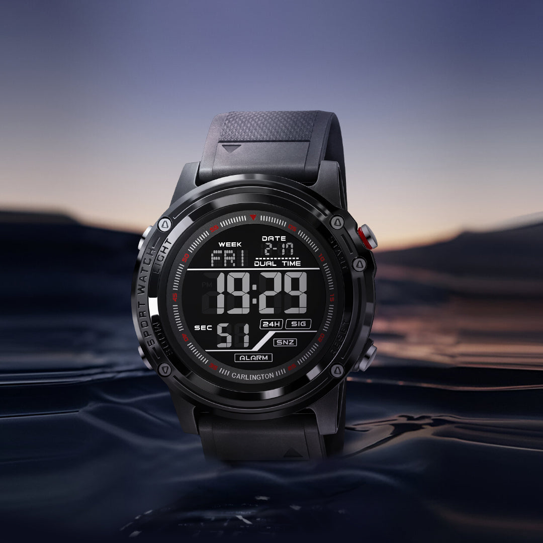 Carlington Velocity Series Analog-Digital Sports Watches for Men and Boys with Alarm, Stopwatch, Backlit Display, Dualtime, Silicone Rubber Strap, Water & Shock Resiatant - CT_8125