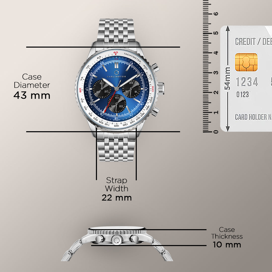Carlington Legacy Series Analog Wrist Watches with Chronograph & Stainless steel Strap for Men - CT 9977