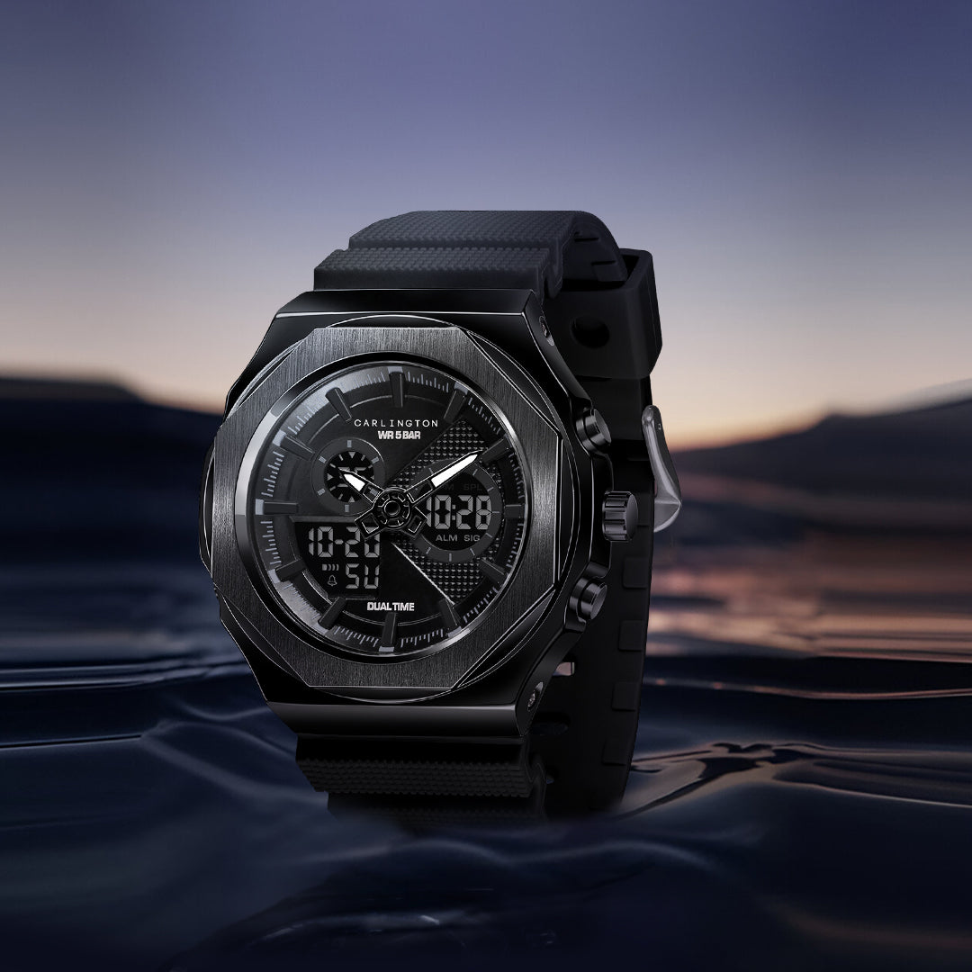 Carlington Velocity Series Analog-Digital Sports Watches for Men and Boys with Alarm, Stopwatch, Backlit Display, Dualtime, Silicone Rubber Strap, Water & Shock Resiatant - CT_8102