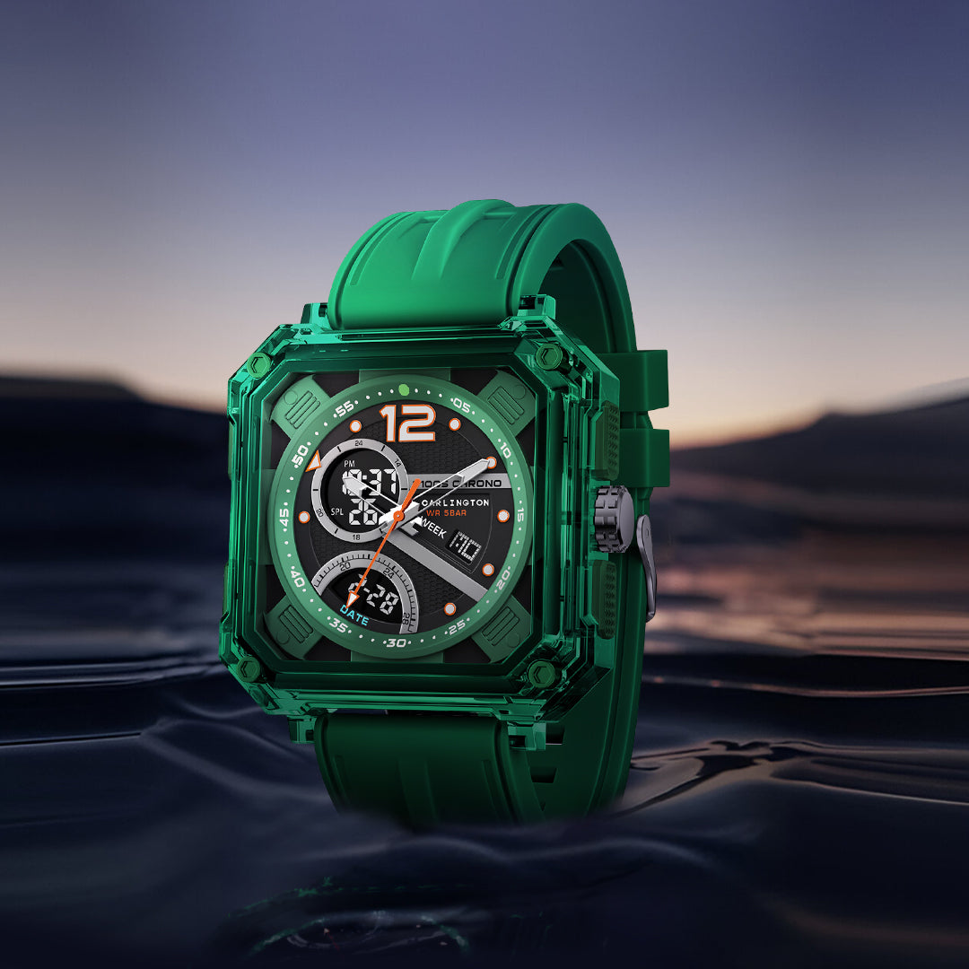 Carlington Velocity Series Analog-Digital Sports Watches for Men and Boys with Alarm, Stopwatch, Backlit Display, Dualtime, Silicone Rubber Strap, Water & Shock Resiatant - CT_8121