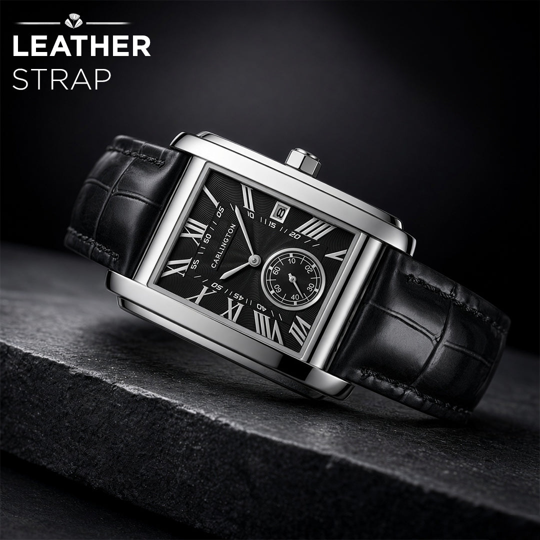 Carlington MERIDIAN 4070 Black – Luxury Men's Rectangular Analog Quartz Watch