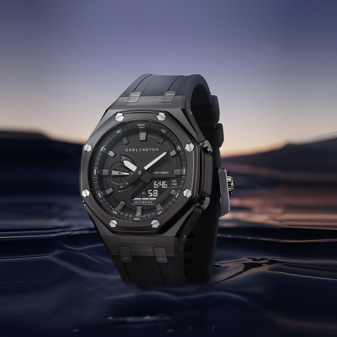 Carlington Velocity Series Analog-Digital Sports Watches for Men and Boys with Alarm, Stopwatch, Backlit Display, Dualtime, Silicone Rubber Strap, Water & Shock Resiatant - CT_8088