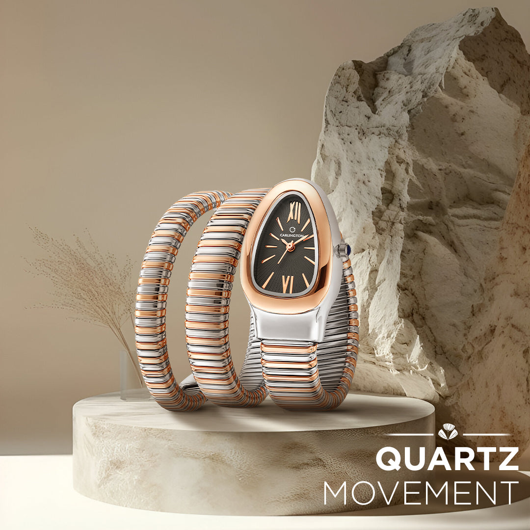 Carlington Elegant Snake Band Analog Women's Watch – Premium Stainless Steel Strap, Oval Designer Dial, Water-Resistant Ladies Watch for Party & Casual Wear Premium Gift Watch for Women