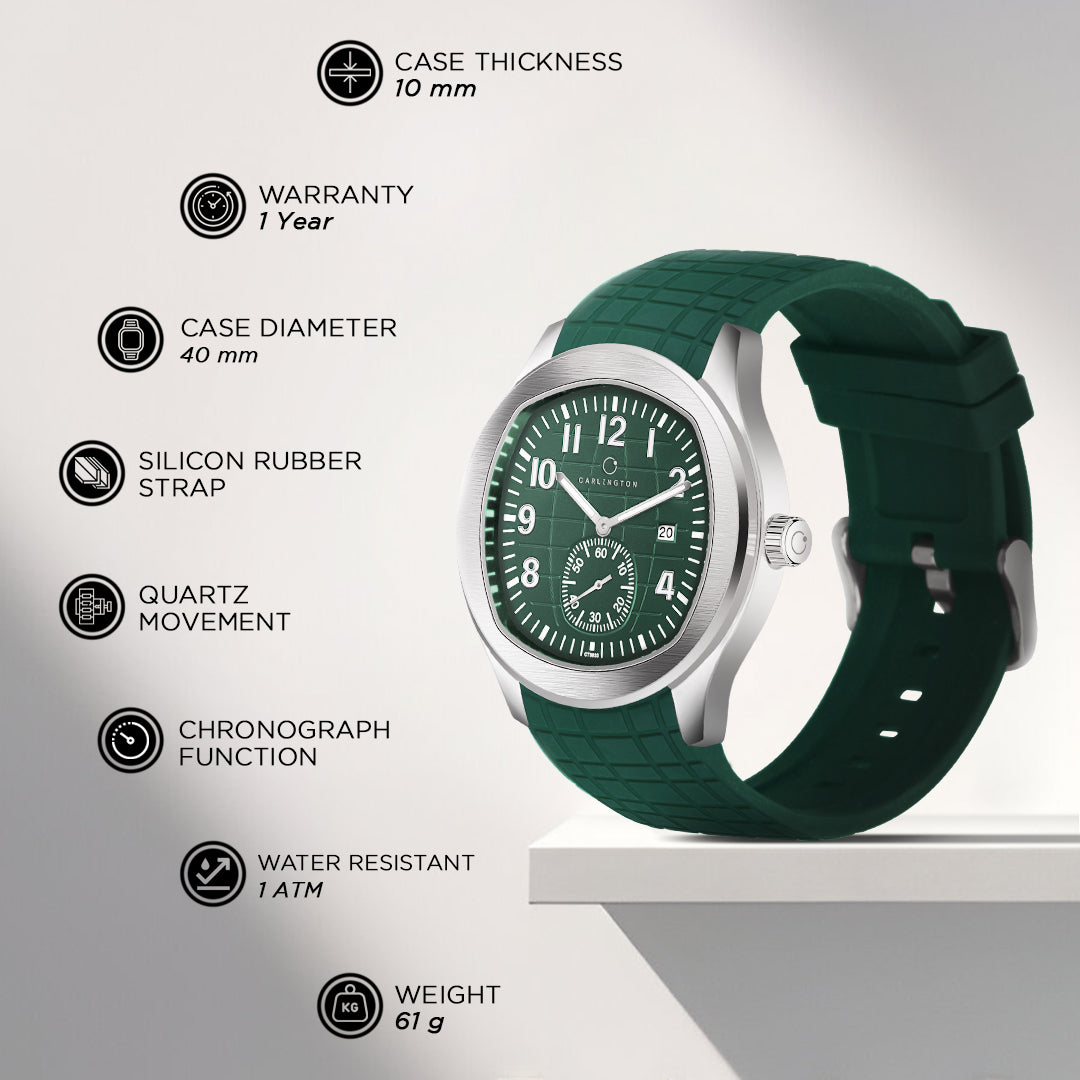 Carlington Legacy Series Analog Wrist Watches with Chronograph & PU Strap for Men - CT 9933