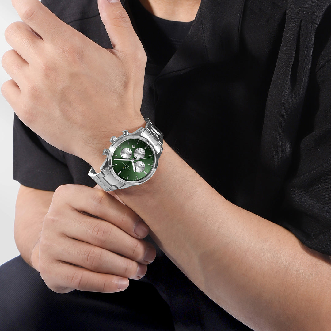 Carlington Nitro Analog Chronograph Men’s Stainless Steel Strap Wrist Watch | Quartz Movement | Water & Shock Resistant Watch for Men | Casual & Formal Wear - CT_8076