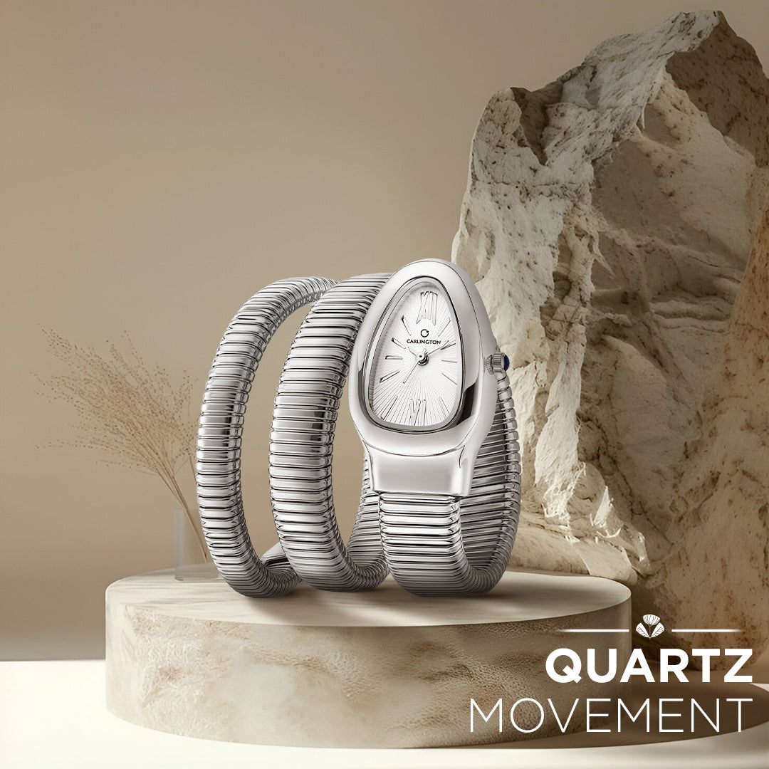 Carlington Elegant Snake Band Analog Women's Watch – Premium Stainless Steel Strap, Oval Designer Dial, Water-Resistant Ladies Watch for Party & Casual Wear Premium Gift Watch for Women