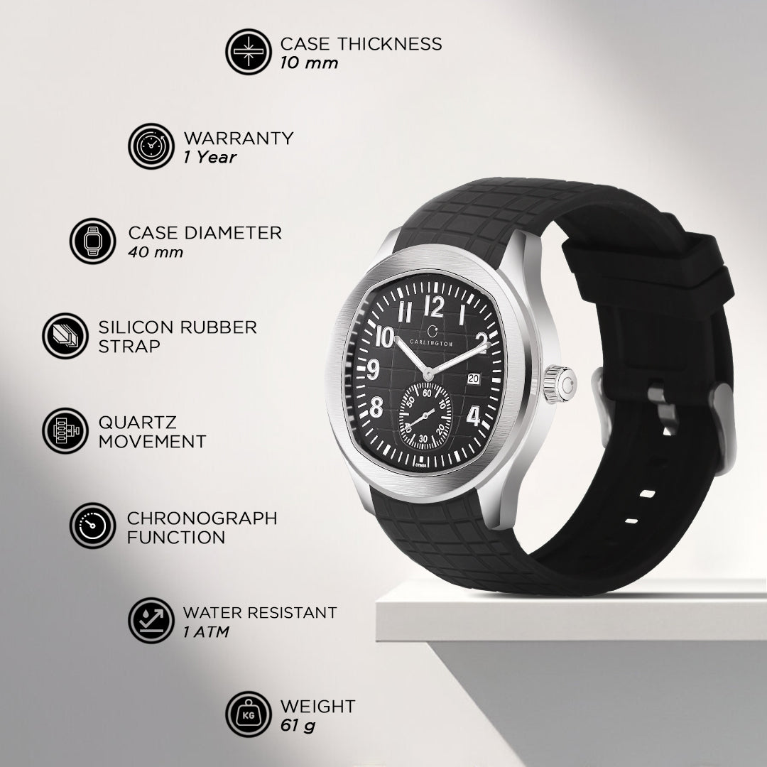 Carlington Legacy Series Analog Wrist Watches with Chronograph & PU Strap for Men - CT 9933