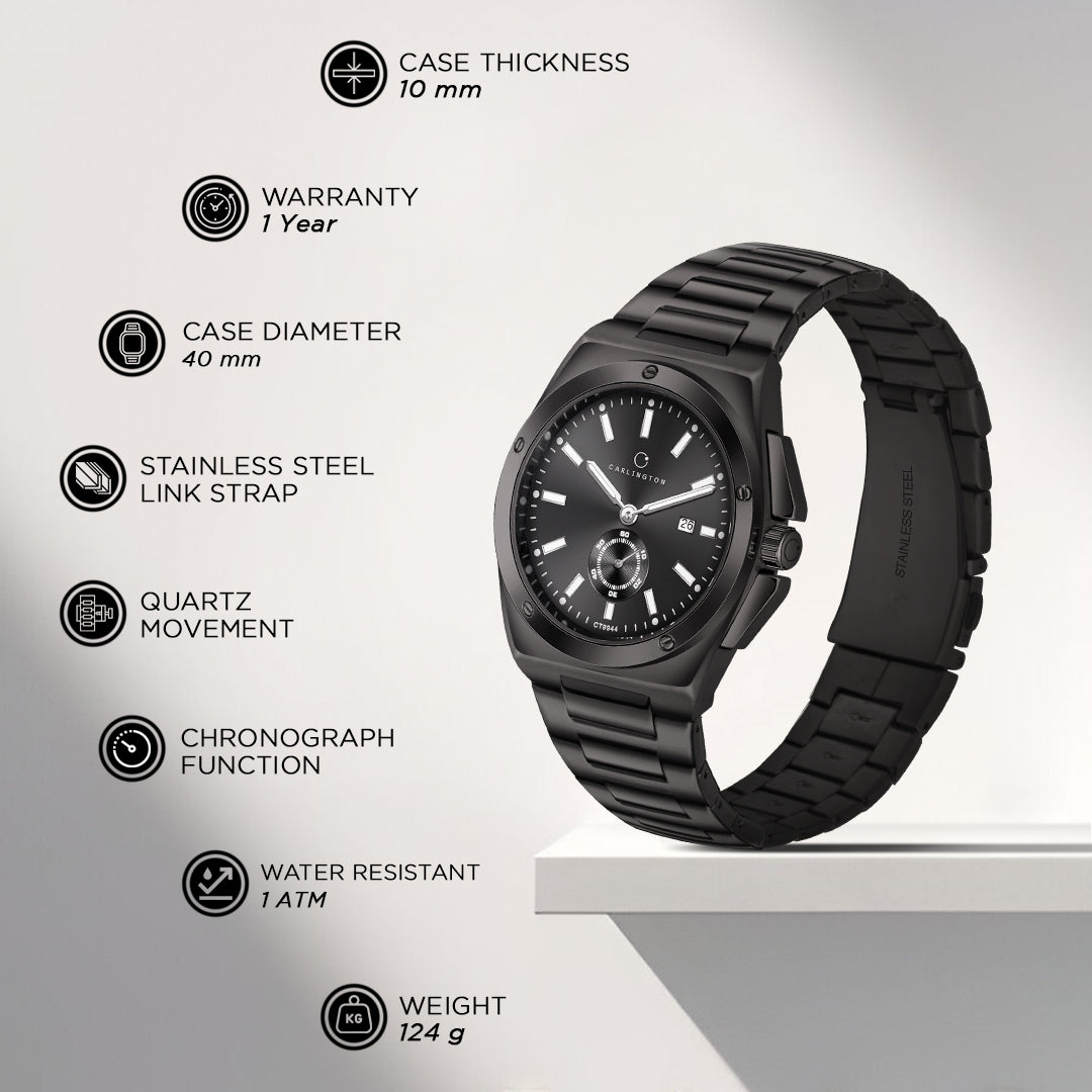 Carlington Legacy Series Analog Wrist Watches with Chronograph & Stainless Steel Strap for Men - CT 9944