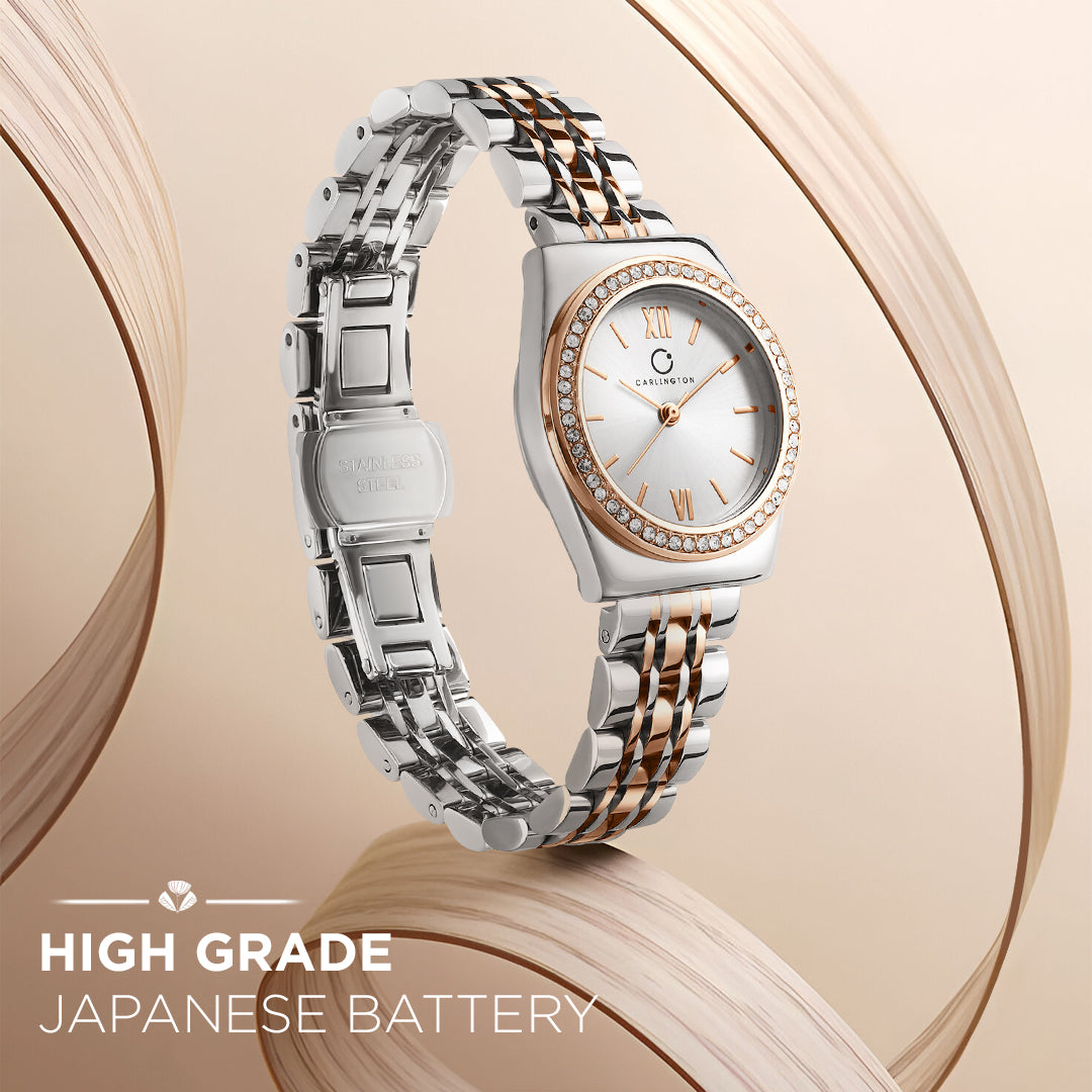 Carlington Diva Series Analog Women Wrist Watches with Stainless Steel Chain Strap | Premium Fashion Watches for Ladies | CT - 107