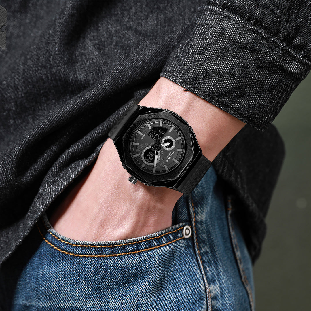 Carlington Velocity Series Analog-Digital Sports Watches for Men and Boys with Alarm, Stopwatch, Backlit Display, Dualtime, Silicone Rubber Strap, Water & Shock Resiatant - CT_8102