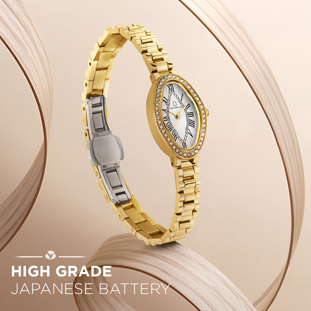 Carlington Diva Series Analog Women Wrist Watches with Stainless Steel Chain Strap | Premium Fashion Watches for Ladies | CT - 120