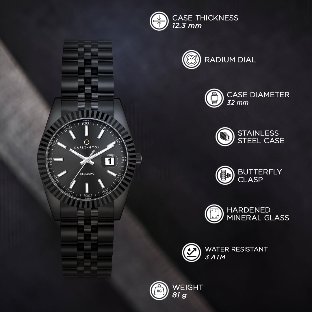 Carlington Exclusive Series 8811 Black Men + 8811 black Women Analog Wrist Watch For couple