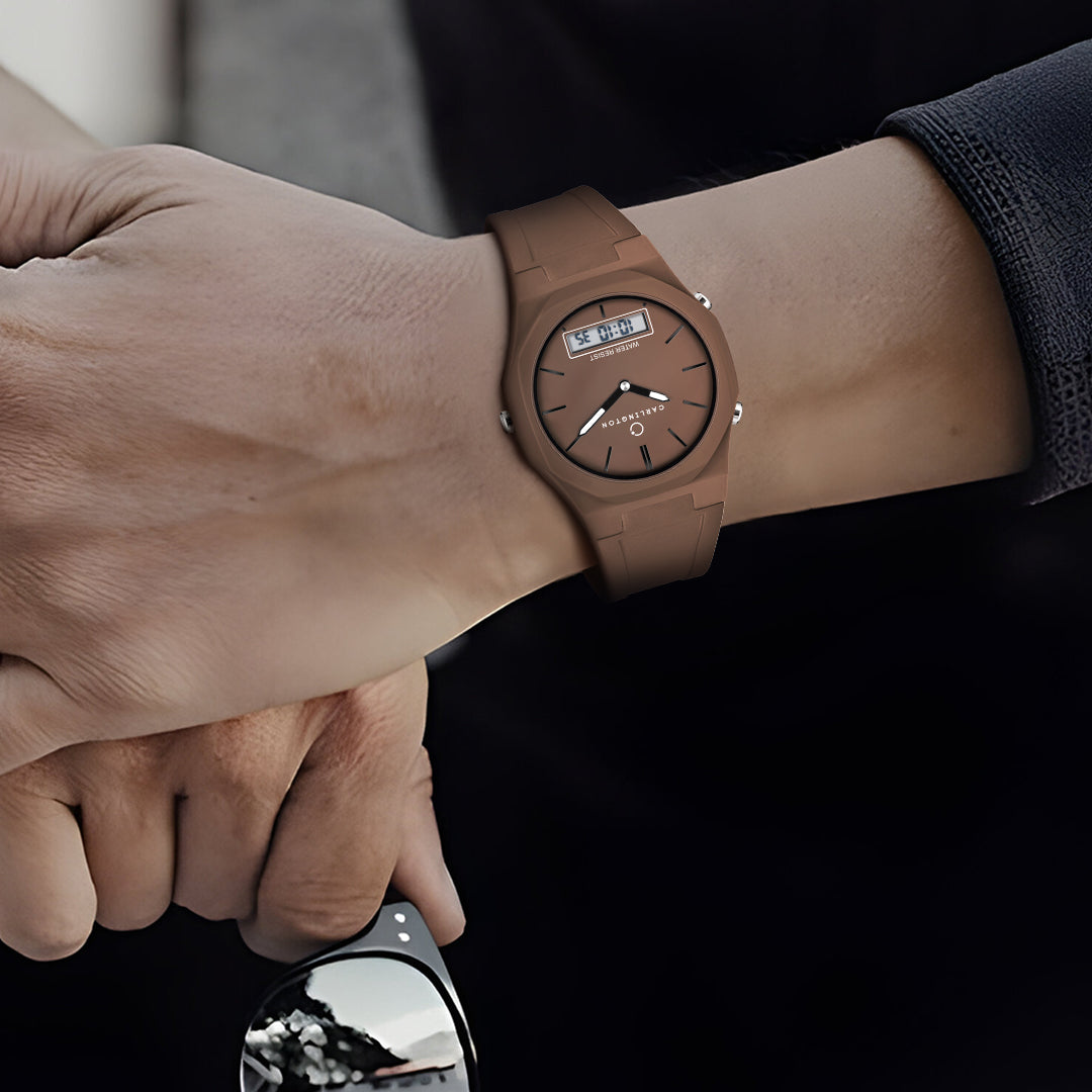 Carlington Endurance Series Analog-Digital Sports Watches For Men And Boys - CT_9145 Brown