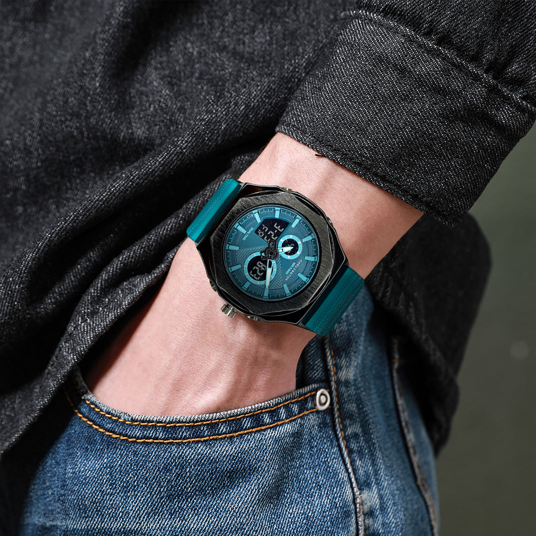 Carlington Velocity Series Analog-Digital Sports Watches for Men and Boys with Alarm, Stopwatch, Backlit Display, Dualtime, Silicone Rubber Strap, Water & Shock Resiatant - CT_8102