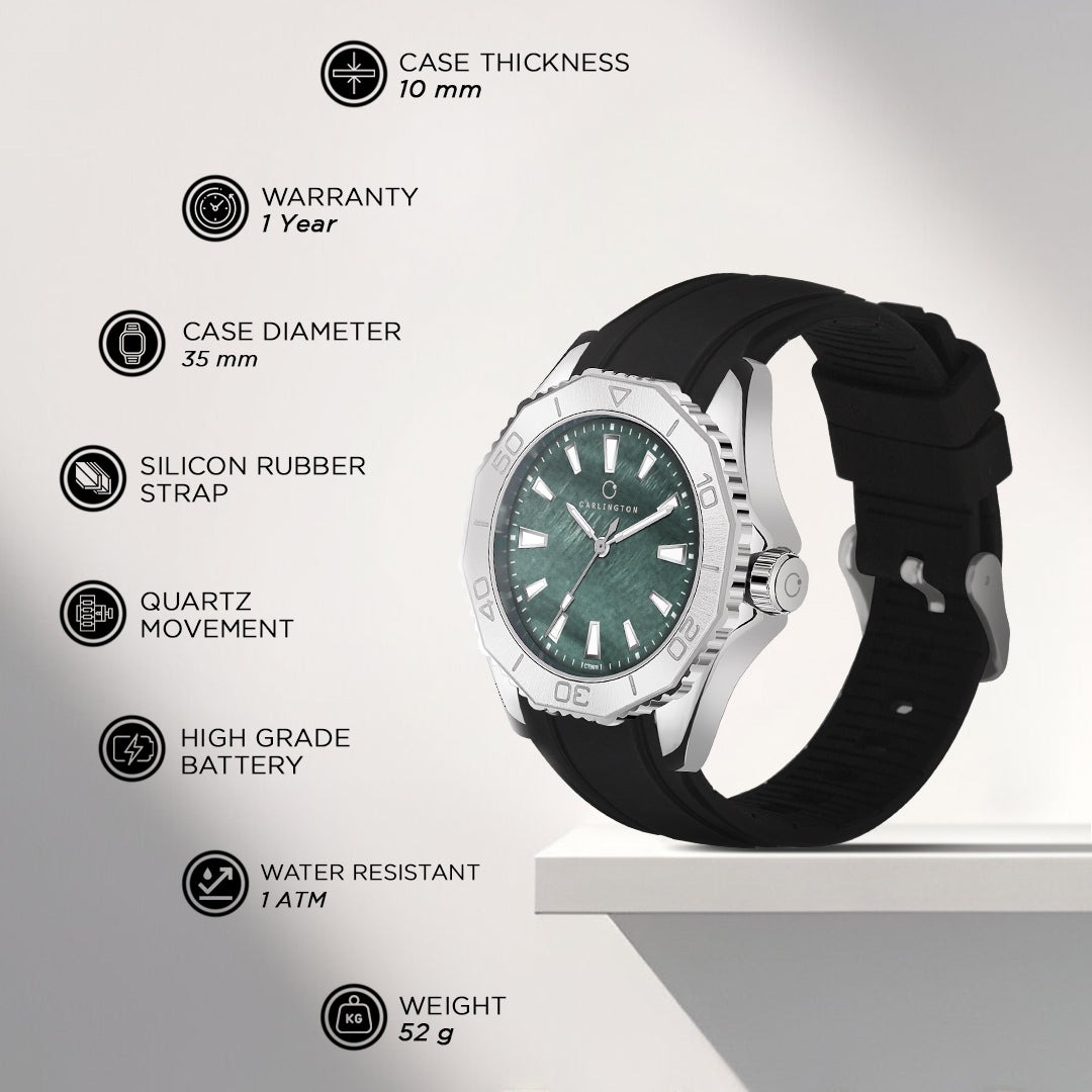 Carlington Legacy Series Analog Wrist Watches & Silicone Strap for Women - CT 9911