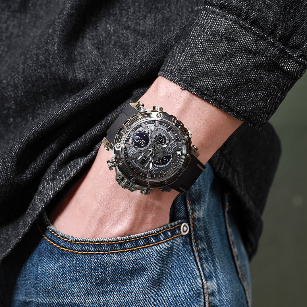 Carlington Velocity Series Analog-Digital Sports Watches for Men and Boys with Alarm, Stopwatch, Backlit Display, Dualtime, Silicone Rubber Strap, Water & Shock Resiatant - CT_8136