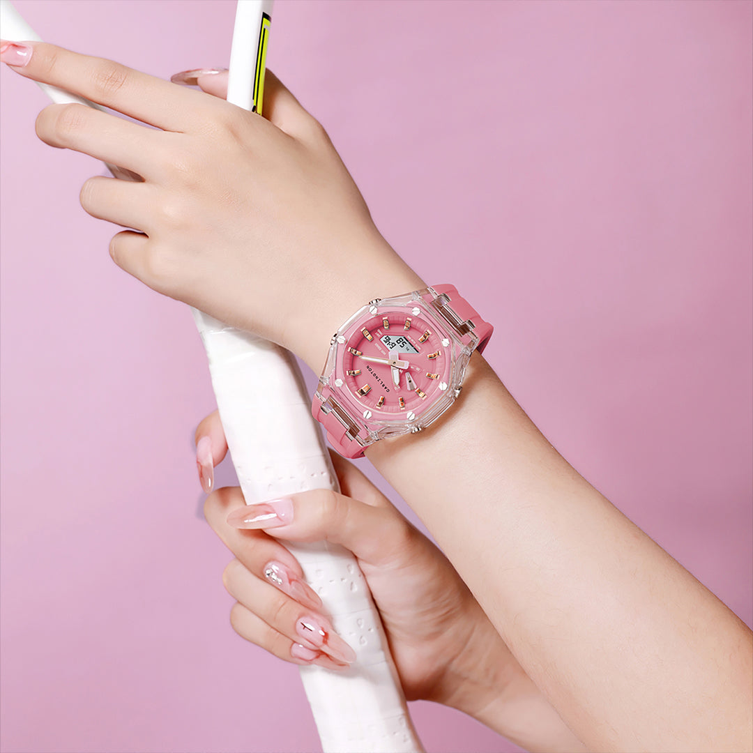 Carlington Velocity Series Analog-Digital Sports Watches for Women and Girls with Alarm, Stopwatch, Backlit Display, Dualtime, Silicone Rubber Strap, Water & Shock Resiatant - CT_8088