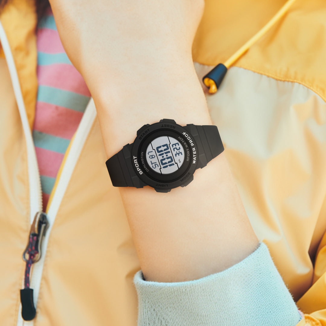 Carlington Kids Digital Watch for Boys and Girls Age 2 to 14 Years Red Purple Black Colour Band with Alarm and Date Display - CT_9123