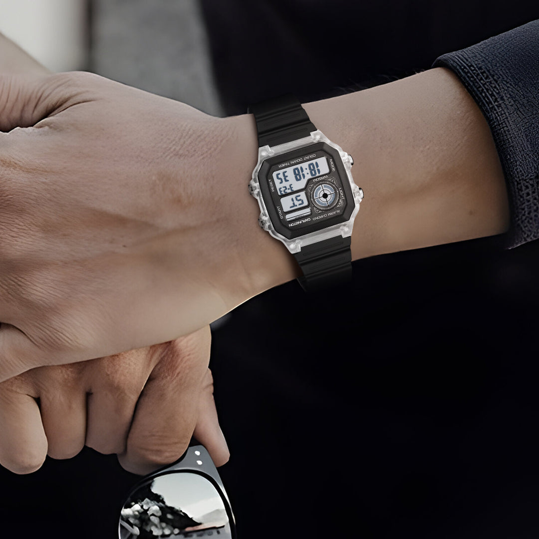 Carlington Endurance Series Digital Sports Watches For Men & Women - CT_9079 White- Black