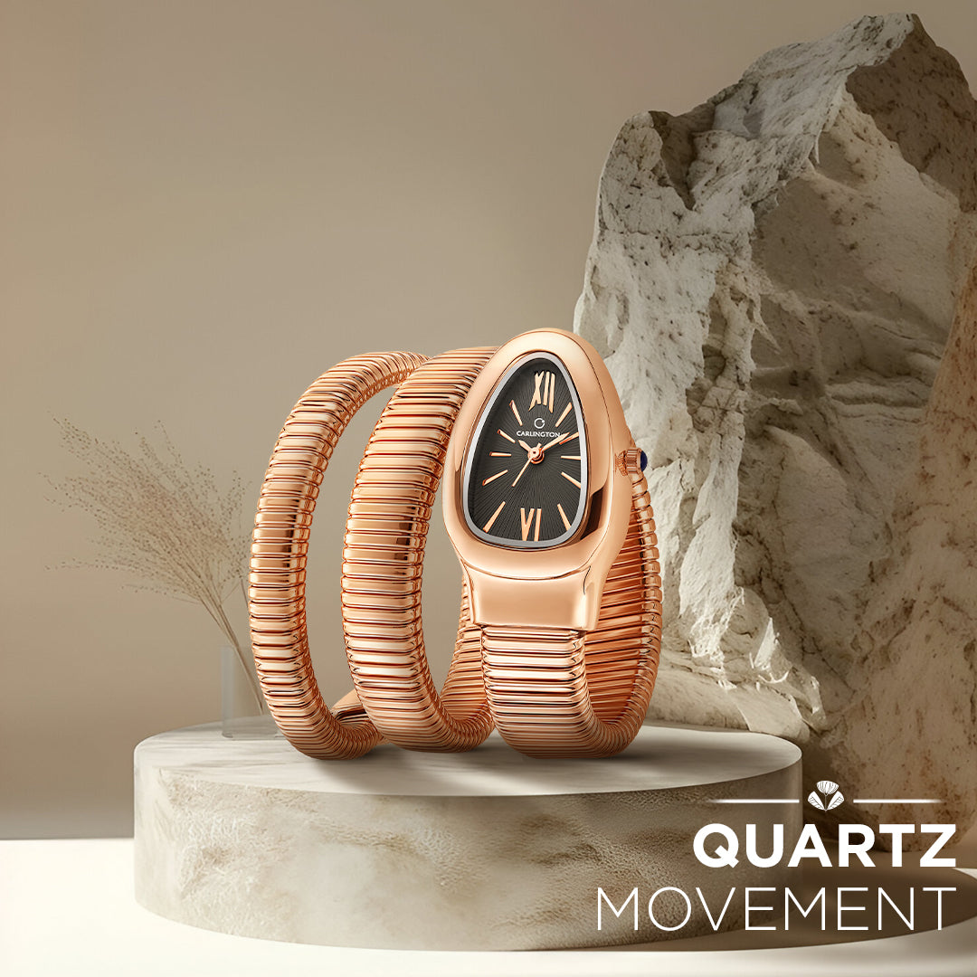 Carlington Elegant Snake Band Analog Women's Watch – Premium Stainless Steel Strap, Oval Designer Dial, Water-Resistant Ladies Watch for Party & Casual Wear Premium Gift Watch for Women