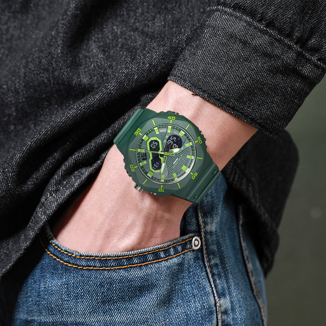 Carlington Velocity Series Analog-Digital Sports Watches for Men and Boys with Alarm, Stopwatch, Backlit Display, Dualtime, Silicone Rubber Strap, Water & Shock Resiatant - CT_8120