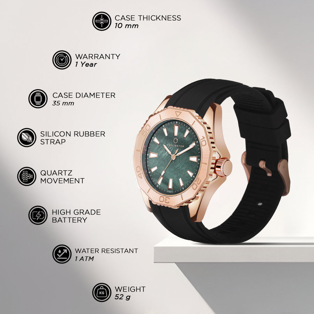 Carlington Legacy Series Analog Wrist Watches & Silicone Strap for Women - CT 9911