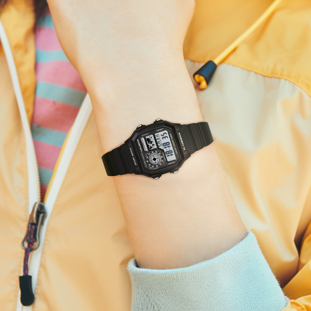 Carlington Kids Digital Watch for Boys and Girls Age 2 to 12 Years Pink Green Black Colour Band with Alarm and Date Display - CT_321