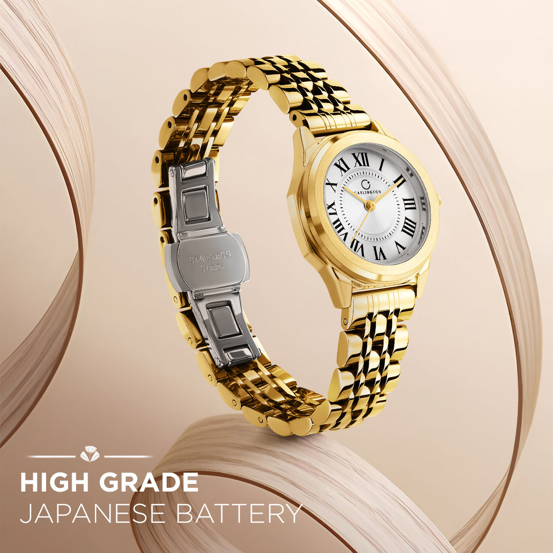 Carlington Diva Series Analog Women Wrist Watches with Stainless Steel Chain Strap | Premium Fashion Watches for Ladies | CT - 104