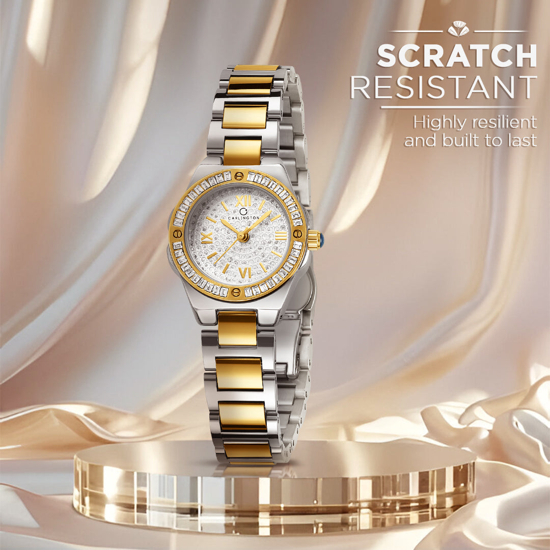 Carlington Diva Series Analog Women Wrist Watches with Stainless Steel Chain Strap | Premium Fashion Watches for Ladies | CT - 116