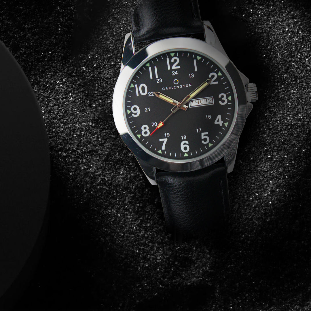 Carlington Aristocrat Series Analog Day & Date Watches for Men with Premium Leather Strap - CT 1073