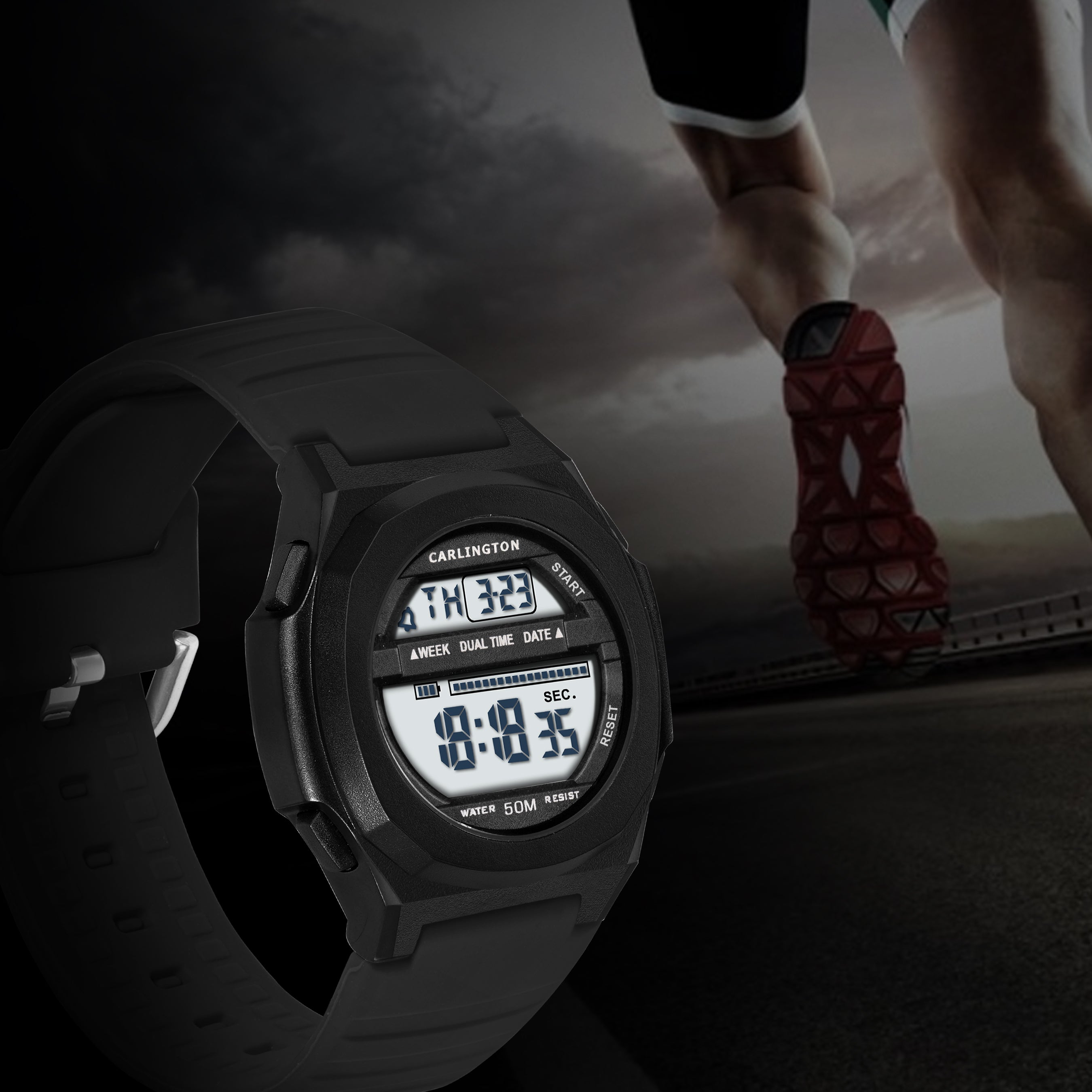 Carlington Endurance Series Digital Sports Watches For Men & Women - CT_9117 Black