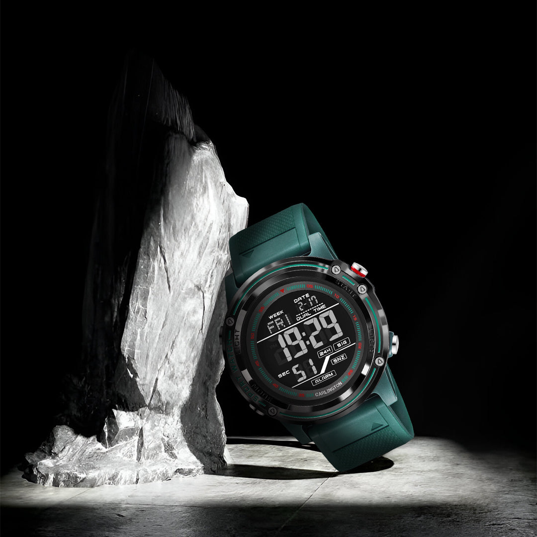 Carlington Velocity Series Analog-Digital Sports Watches for Men and Boys with Alarm, Stopwatch, Backlit Display, Dualtime, Silicone Rubber Strap, Water & Shock Resiatant - CT_8125