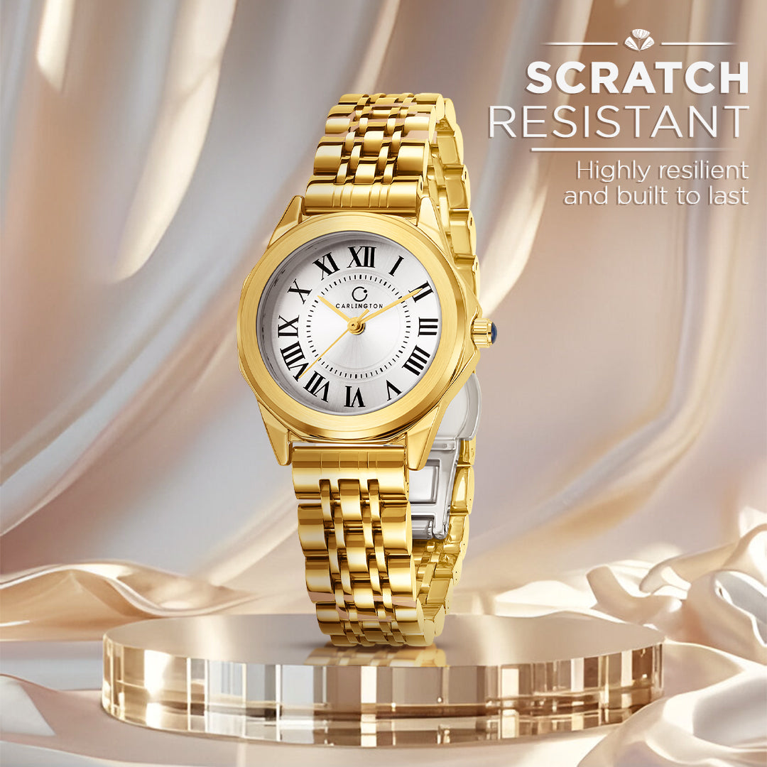 Carlington Diva Series Analog Women Wrist Watches with Stainless Steel Chain Strap | Premium Fashion Watches for Ladies | CT - 104