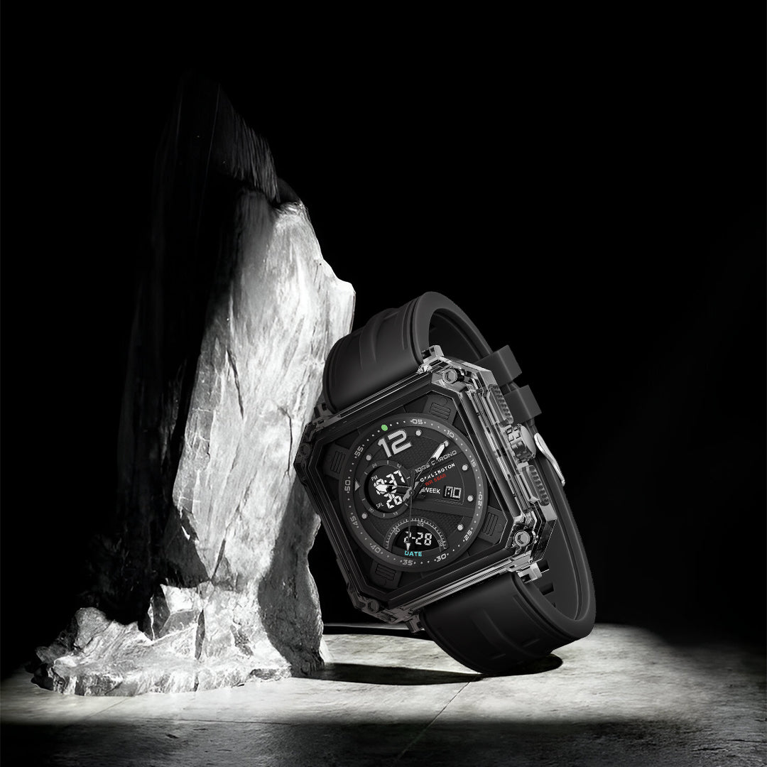 Carlington Velocity Series Analog-Digital Sports Watches for Men and Boys with Alarm, Stopwatch, Backlit Display, Dualtime, Silicone Rubber Strap, Water & Shock Resiatant - CT_8121