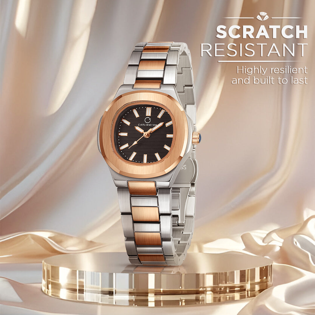 Carlington Diva Series Analog Women Wrist Watches with Stainless Steel Chain Strap | Premium Fashion Watches for Ladies | CT - 102