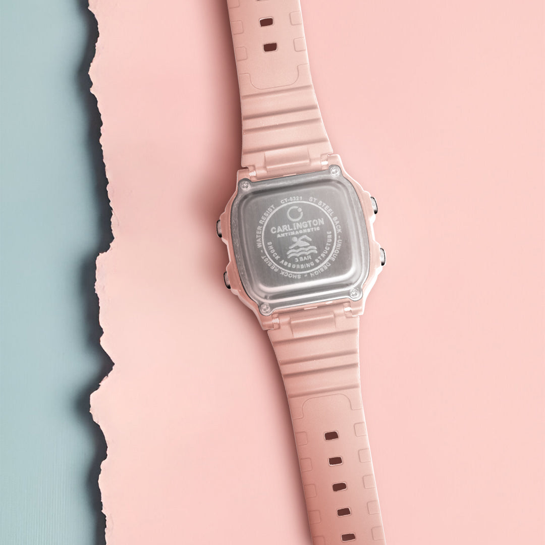 Carlington Kids Digital Watch for Boys and Girls Age 2 to 12 Years Pink Green Black Colour Band with Alarm and Date Display - CT_321