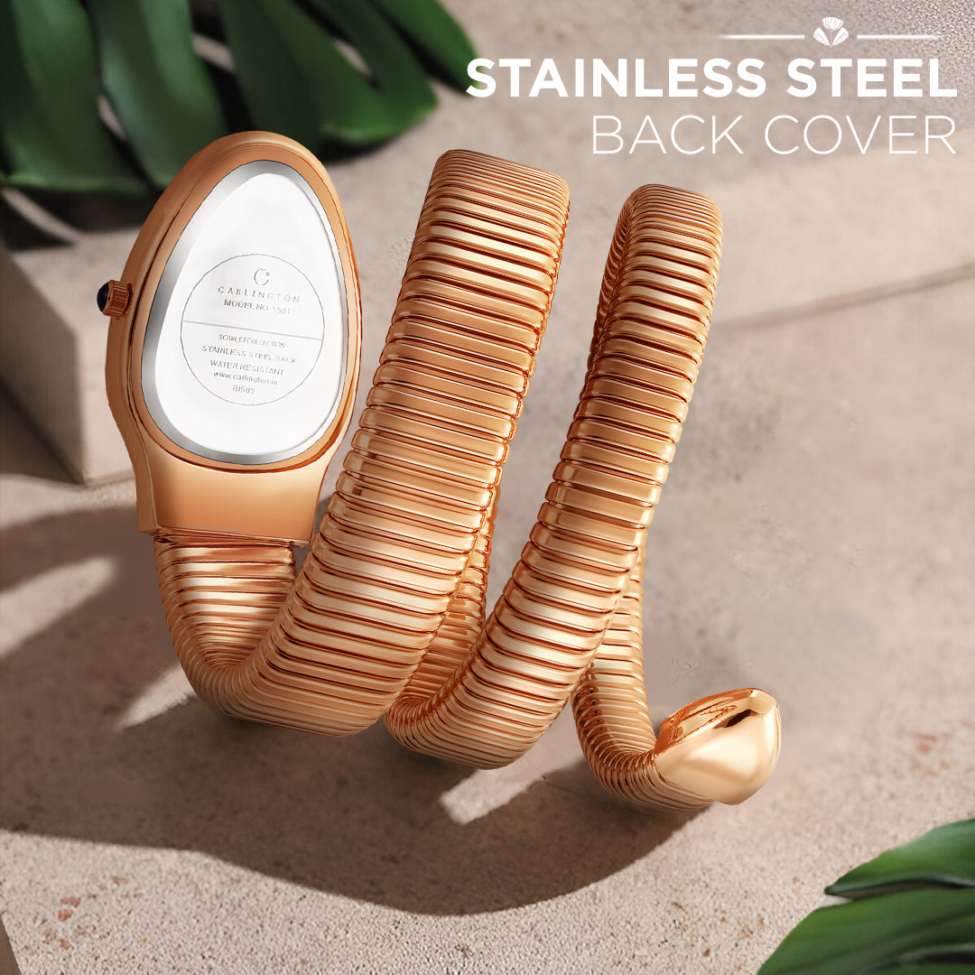 Carlington Elegant Snake Band Analog Women's Watch – Premium Stainless Steel Strap, Oval Designer Dial, Water-Resistant Ladies Watch for Party & Casual Wear Premium Gift Watch for Women