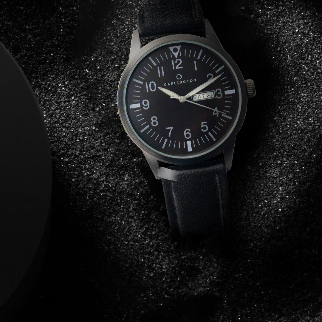 Carlington Aristocrat Series Analog Day & Date Watches for Men with Premium Leather Strap - CT 1074